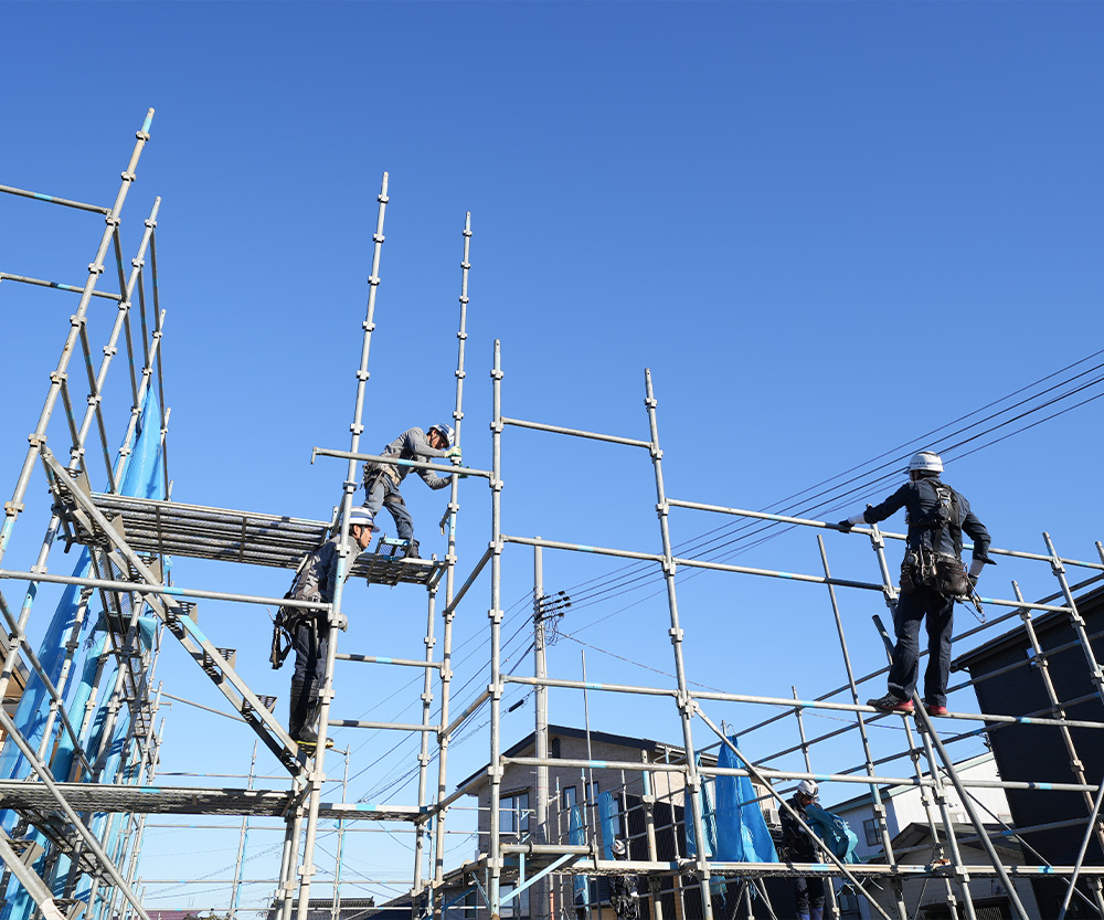 新築工事の足場の設置・レンタル